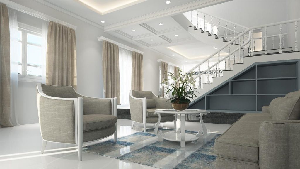 Interieur moderne woning ontworpen door architectenbureau in Anderlecht met strakke lijnen en functionele indeling